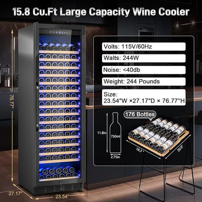 Wine Cooler-Wine Refrigerator 24 Inch Wide Large Freestanding/Built in Wine - Image 7