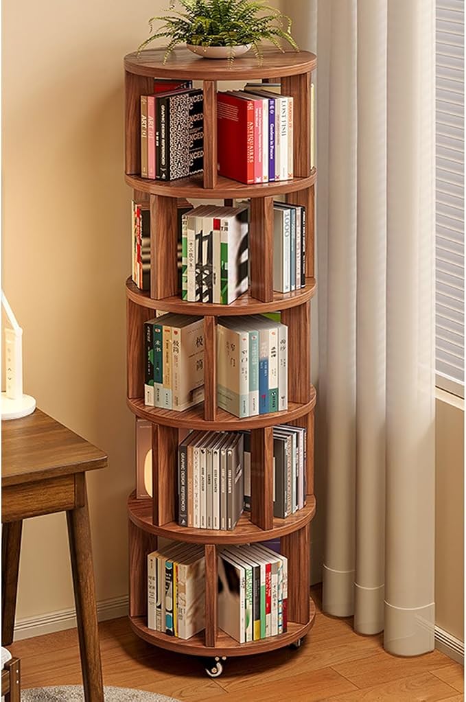 Rotating Bookshelf Tower 2/3/4/5/6 Tier Wood Rotating Bookshelf Wooden Book by Unknown