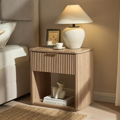 Fluted Nightstand Set of 2, Bedside Table - Image 6