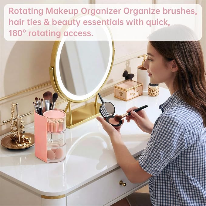 Clear Hair Accessories Organizer & Hair Brush Holder, Rotatable Makeup Brush - Image 4