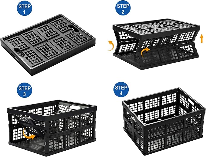 Eslite 34L Large Plastic Folding Storage Crates, Collapsible Crates - Image 3