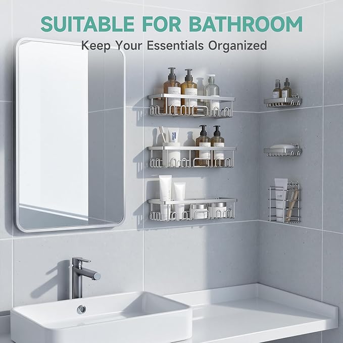 Veken Shower Caddy 6-Pack, Family Choice Award Winner, Large Wall Mounted - Image 6