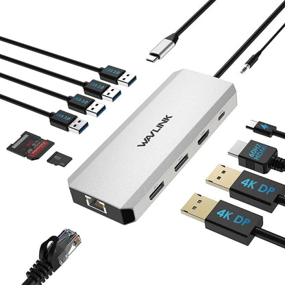 Laptop Docking Station, 12 in 1 Triple Display USB C Hub by WAVLINK%C2%AE