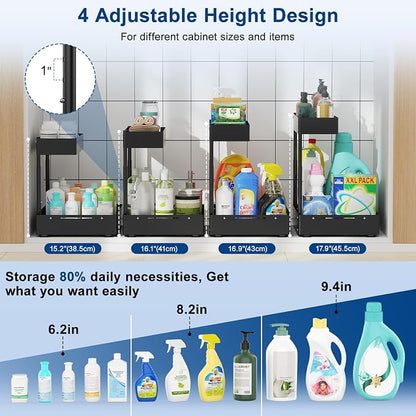 Insputer 2 Pack Under Sink Organizer, 2 Tier Under Cabinet Storage Expandable - Image 6