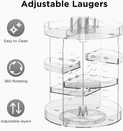 HBlife 360 Rotating Makeup Organizer Plus Size Adjustable Carousel Large - Image 4