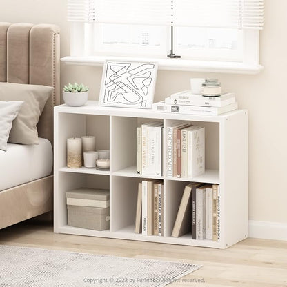 Furinno CUBICLE 6-Cube Book Shelf, Extra Thick Frame Bookshelf, Horizontally & - Image 2