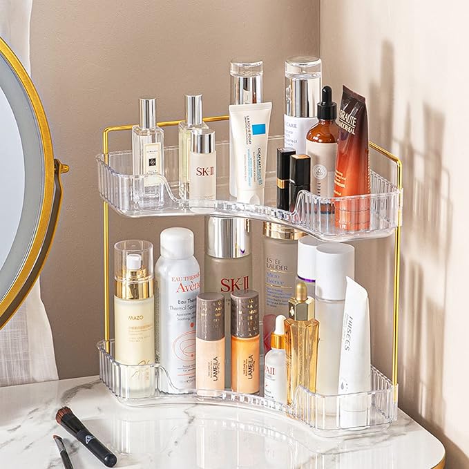 2-Tier Corner Bathroom Counter Organizer – Classic Storage Shelf by SHUANGQING