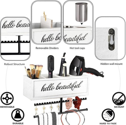 Rustic Hair Dryer Holder Wall Mounted, Hair Styling Tools & Accessories - Image 4