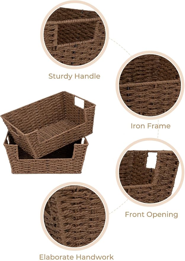 StorageWorks Round Paper Rope Woven Basket - Image 4