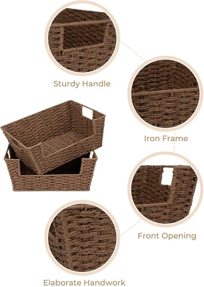 StorageWorks Round Paper Rope Woven Basket - Image 4