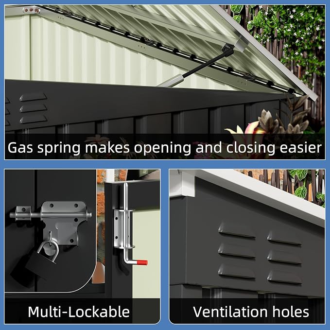 Patiowell 6x3 FT Storage Shed, Outdoor Metal Horizontal Sheds - Image 3