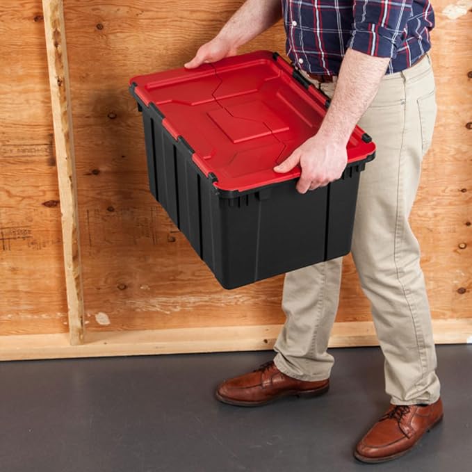 Sterilite 6-Pack 12 Gallon Hinged Lid Industrial Tote, Heavy-Duty Plastic - Image 5