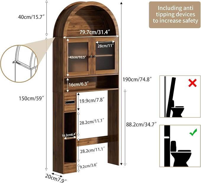 Arched Over The Toilet Storage Cabinet - Image 2