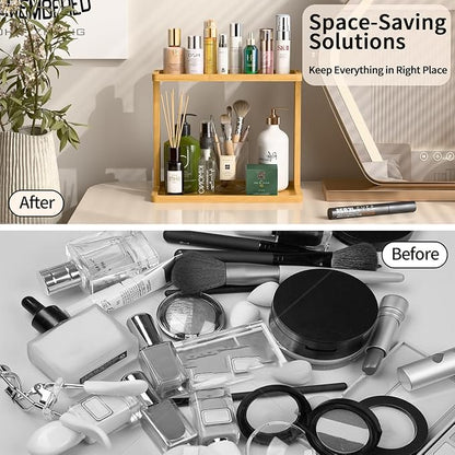 PEKER Bamboo Bathroom Organizer Countertop – Small Vanity Storage Shelf - Image 5