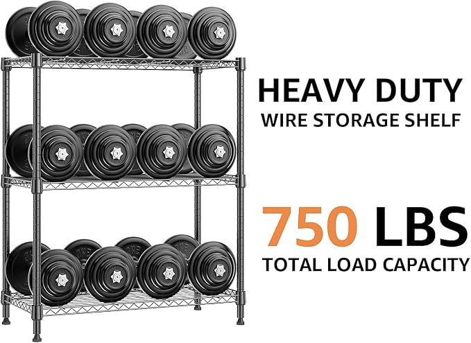 750 lbs 3 Tier Storage Rack Metal Wire Shelving Unit, Storage Standing Shelf - Image 8