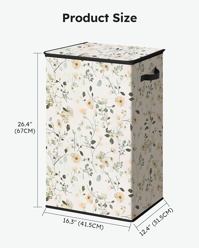 SOLEDI Laundry Hamper with Lid, 90L Tall & Large Floral Laundry Basket - Image 9