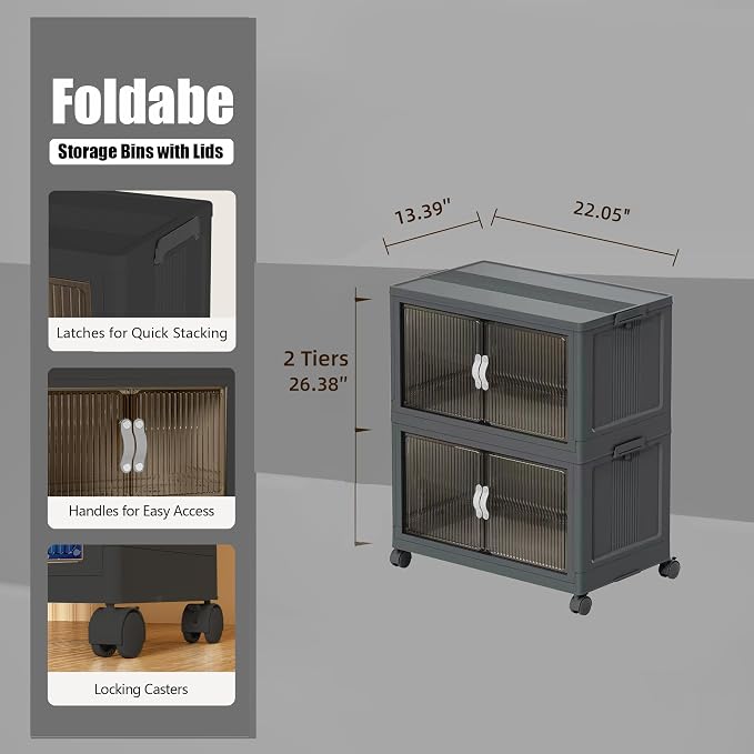 Stackable Storage Bins, Plastic Collapsible Storage Bins - Image 2