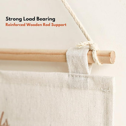Wall Hanging Organizer with Pockets, Over Door Storage Organizer with Wooden Rod - Image 8