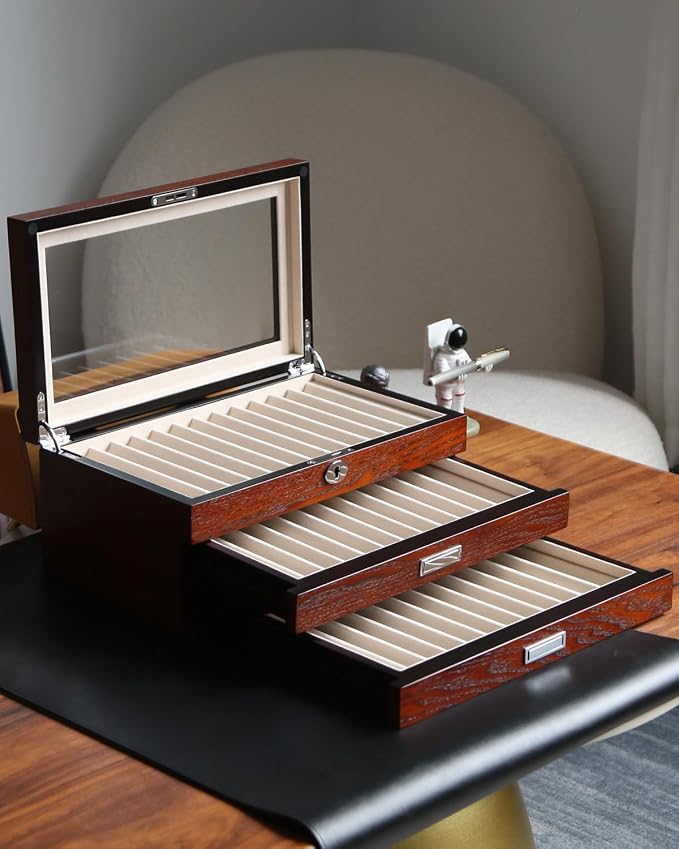 wood pen display case 36 slot Fountain pen Box storage Organizer - Image 7