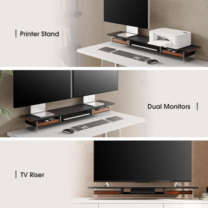 Fenge Dual Monitor Stand with Drawer, 42.5 Inch Large Monitor Riser with - Image 7