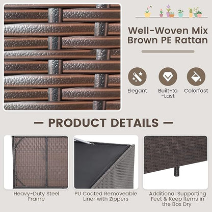 Tangkula 133 Gallon Deck Storage Box, Patio Rattan Storage Container - Image 5