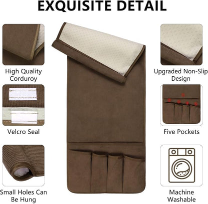 Couch Organizer Remote Control Holder Armchair Caddy, Anti Slip Corduroy Tv - Image 5