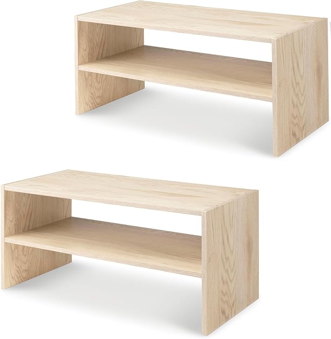 Whitmor Wood Stackable 2-Shelf Shoe Rack, 24 inches，2 Pack by Whitmor