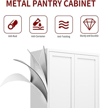 AQY Kitchen Pantry Cabinet, Freestanding Cupboard, Metal Pantry Cabinets - Image 5