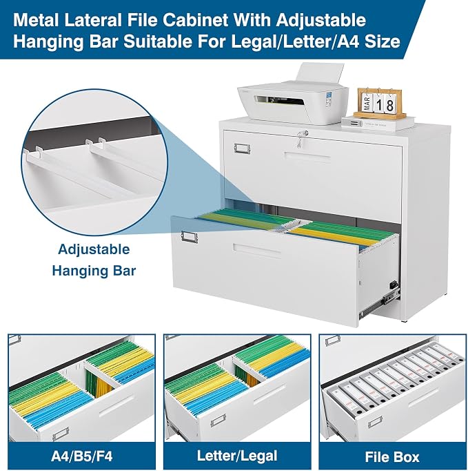 2 Drawer File Cabinet, Lateral Filing Cabinets - Image 5