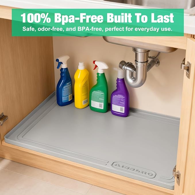Aisslro Under Sink Mat 31" X 22", Waterproof Silicone Under Sink Mats - Image 7