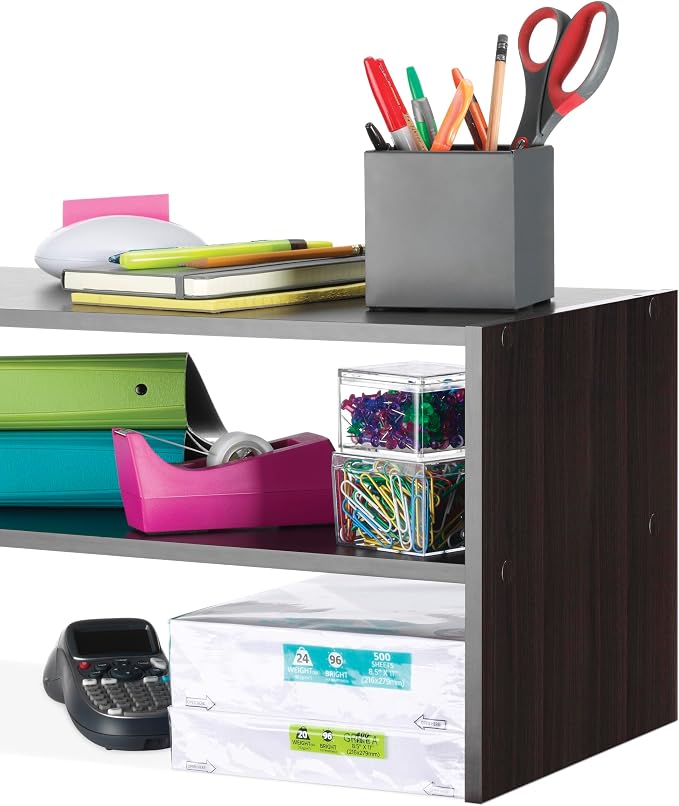 Whitmor Wood Stackable 2-Shelf Shoe Rack, 24 INCH, Espresso，2 Pack - Image 7
