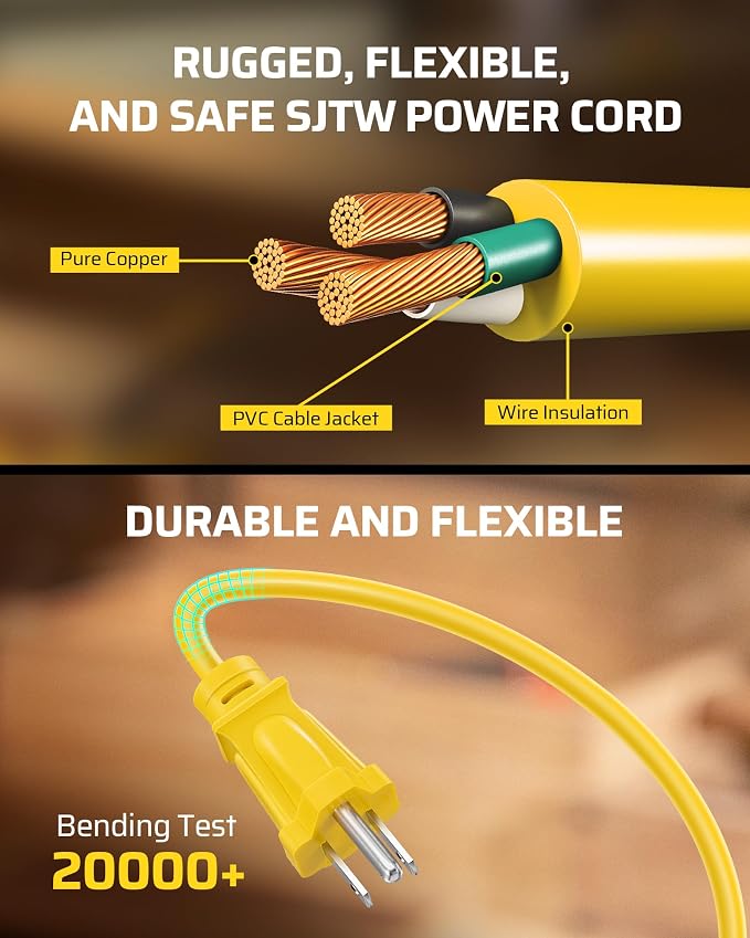 DEWENWILS Cord Reel with 4 Power Outlets, 2-USB Ports, 25FT Retractable - Image 4