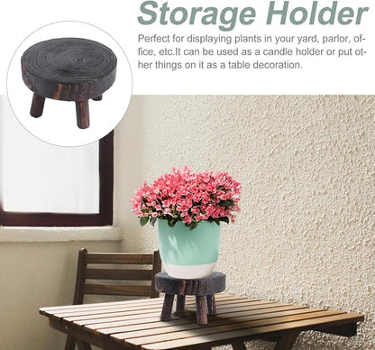 Mini Wooden Stool Display Stand, ULTECHNOVO Solid Wood Stool Plant Stand - Image 6