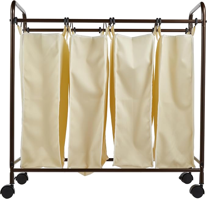 Household Essentials 7173 Rolling Quad Laundry Sorter - Image 2
