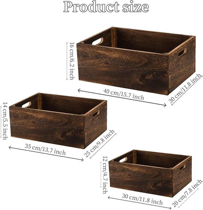 Set of 3 Wood Crate Box, Wood Nesting Storage Crates - Image 2
