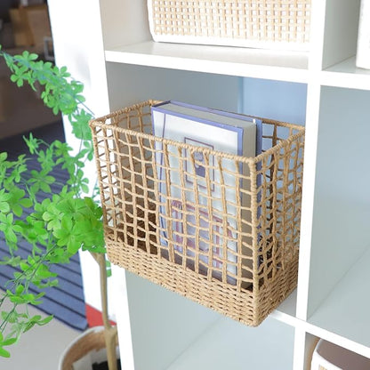 YRMT Magazine Holder Paper Rope Woven Storage Basket - Image 7