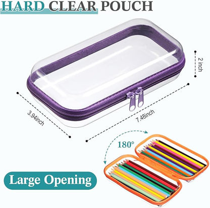 Sanwuta 6 Pcs Clear Hard Zipper Case Hard Plastic Zipper Pouches Transparent - Image 2