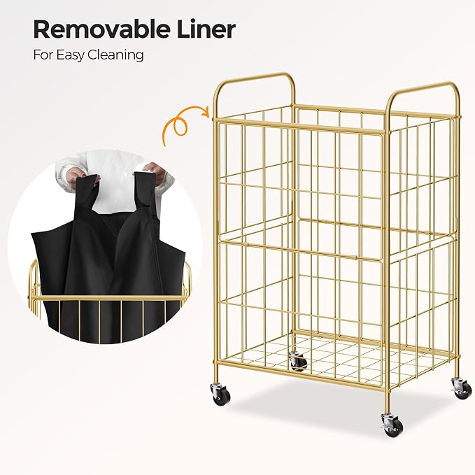 Laundry Hamper with Wheels, 90L Laundry Basket with Handle, Laundry Sorter with - Image 5