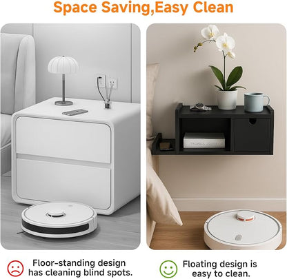 Floating Nightstand with Drawer & Shelf, Wall Mounted Bedside Table - Image 9