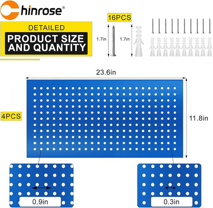 Metal Pegboard Panels 24" x 12" 4 Pack Heavy Duty Steel Pegboard Wall Organizer - Image 3