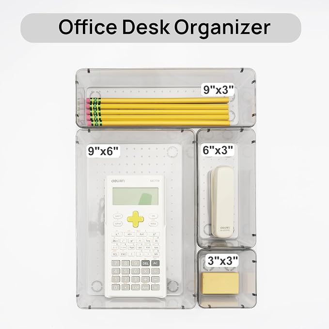 Vtopmart 25 PCS Office Desk Drawer Organizers Set, 4-Size Versatile Plastic - Image 5