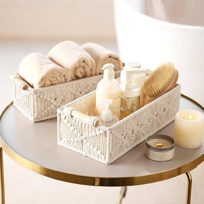 Mkono Macrame Storage Baskets Boho Decor Box Handmade Woven Decorative - Image 9