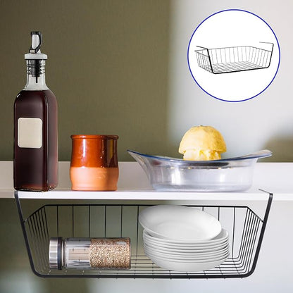 8 Pack Hanging Under Shelf Storage Basket, Steel Hanging Wire Rack Storage - Image 4