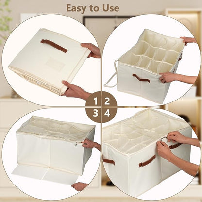 Shoe Organizer for Closet, 2 Pack Shoe Storage Bins Foldable Shoe Storage Box - Image 4