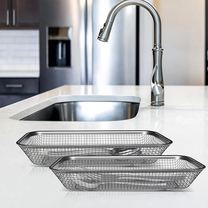 Utensil Drying Rack, 2 Pack Utensils Holder Dishwasher Silverware Basket | - Image 7