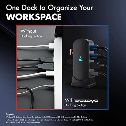 Type C 11 in 1 Wozoyo Docking Station, PD 100W, 2X4K@60Hz HDMI, 4K DisplayPort - Image 7