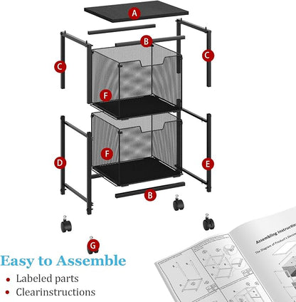Sbanmao Rolling File Cart with 2 Storage Drawers, Mobile File Cabinet with - Image 8