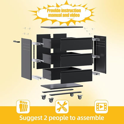 Aobabo Metal Storage Cabinet on Wheels, - Image 4