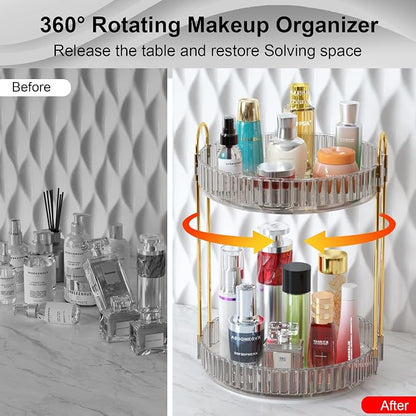 GTI 360°Rotating Makeup Organizer, 2 Tier Bathroom Counter Organizer, Large - Image 4