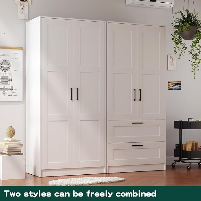 Fenghua Lizhi Wood White Wardrobe Closet - Image 8